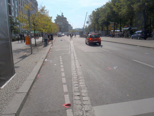 Where The Wall went by the Brandenburg Gate.